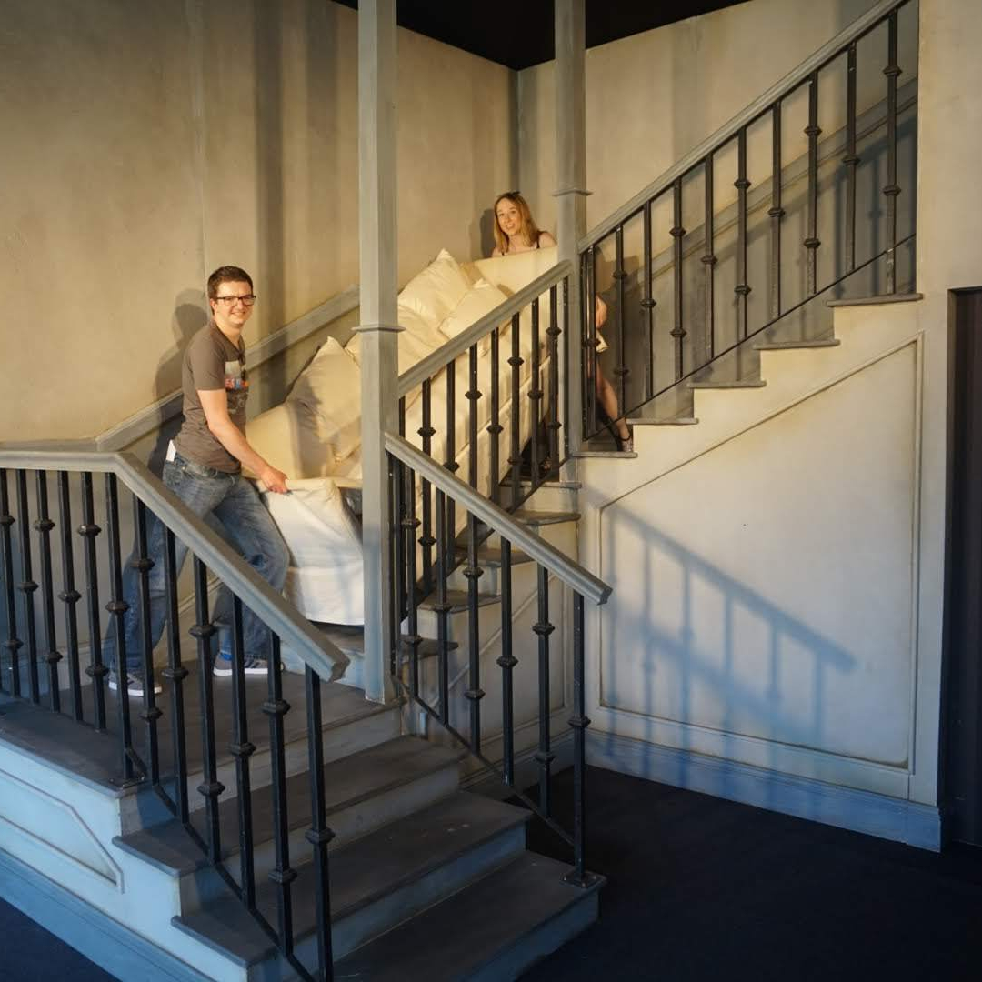 Liam and I recreating the iconic "PIVOT" scene 