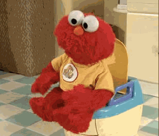 Gif of Elmo on the toilet