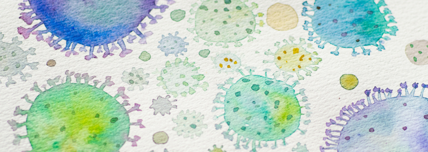 Watercolour germs against white background