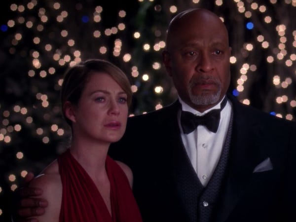 Meredith and Richard stand together, with tears in their eyes.